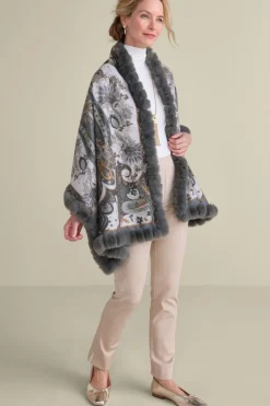 Katya Faux Fur Trim Wrap Scarf