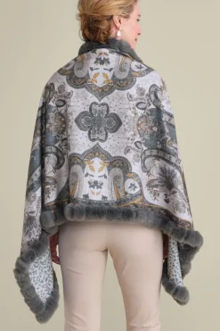 Katya Faux Fur Trim Wrap Scarf