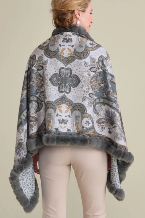 Katya Faux Fur Trim Wrap Scarf