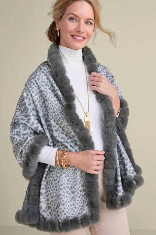 Katya Faux Fur Trim Wrap Scarf