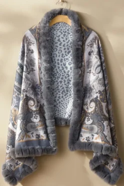 Katya Faux Fur Trim Wrap Scarf