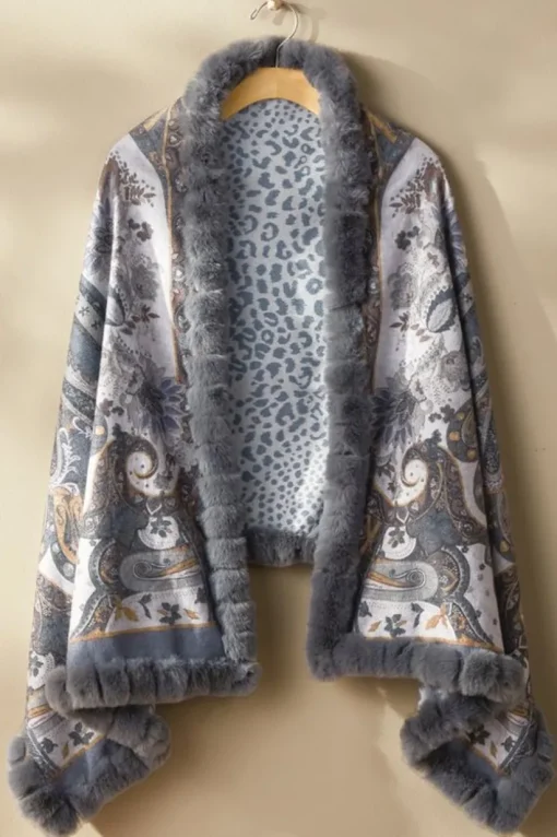 Katya Faux Fur Trim Wrap Scarf