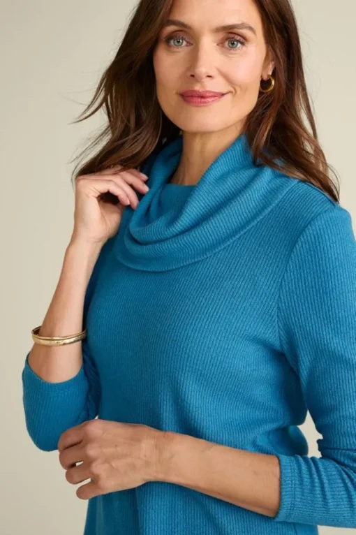 Kayla Rib Knit Cowl Neck Tunic