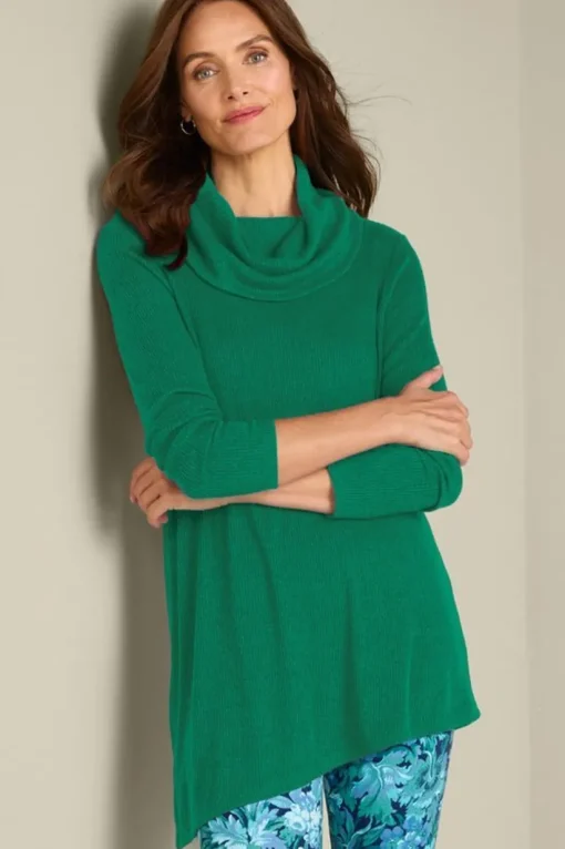 Kayla Rib Knit Cowl Neck Tunic