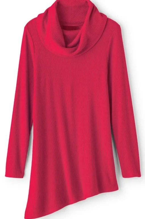 Kayla Rib Knit Cowl Neck Tunic