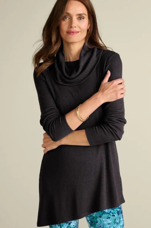 Kayla Rib Knit Cowl Neck Tunic