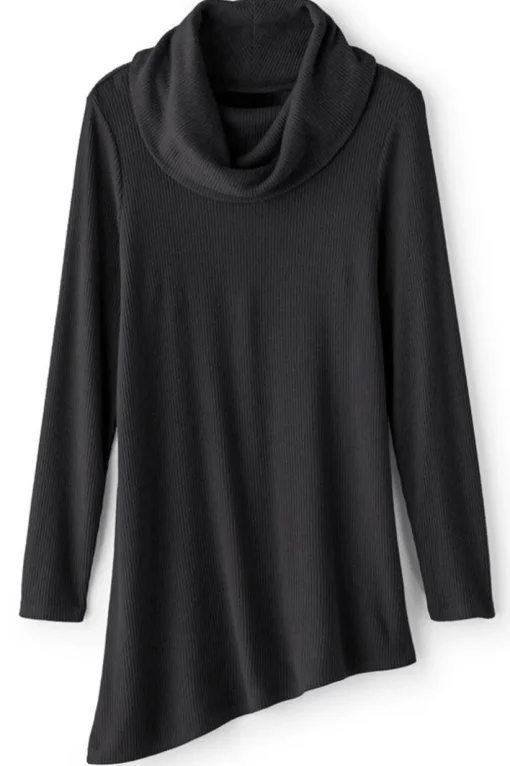 Kayla Rib Knit Cowl Neck Tunic