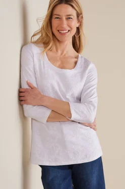 Linnea Embroidered 3/4 Sleeve Tee