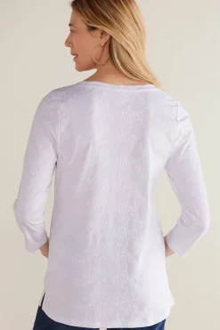 Linnea Embroidered 3/4 Sleeve Tee
