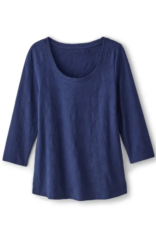 Linnea Embroidered 3/4 Sleeve Tee