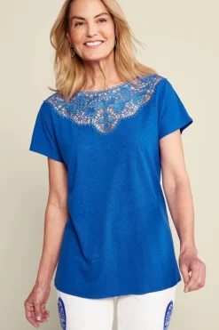 Luella Linen Blend Lace Tee