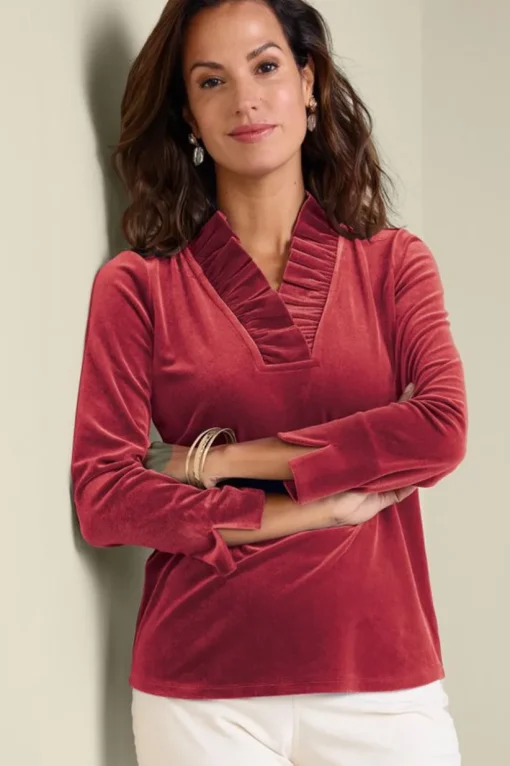 Marlee Ruffle Velvet Top