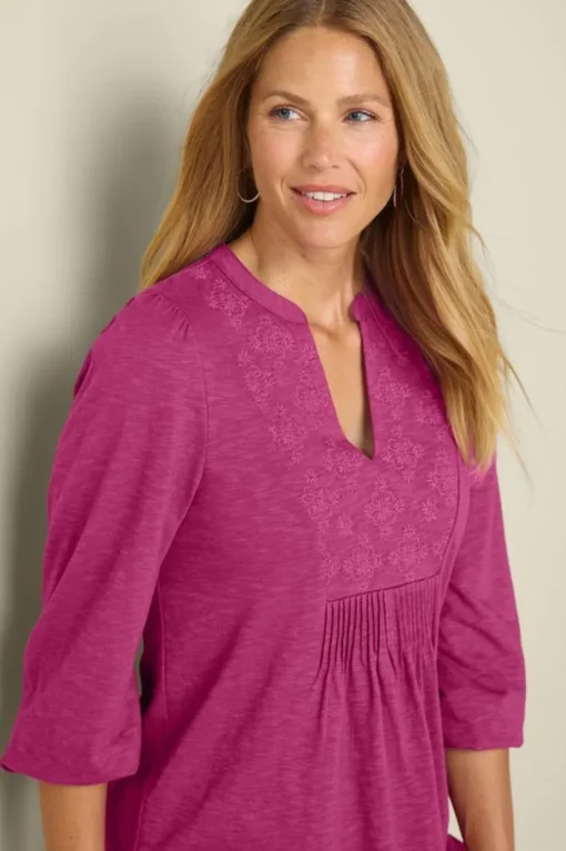 Mikaela Embroidered 3/4 Sleeve Tunic
