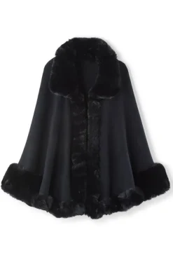 Mila Faux Fur Trim Cape
