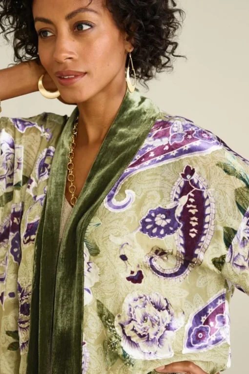 Nomi Silk Blend Velvet Kimono