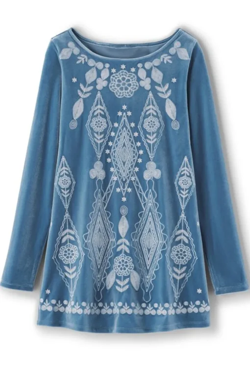 Nori Embroidered Velvet Tunic