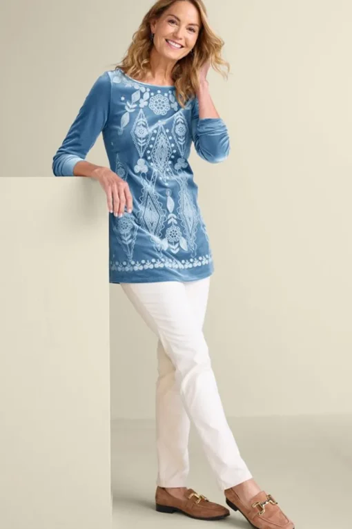 Nori Embroidered Velvet Tunic