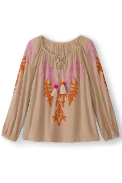 Noura Embroidered Gauze Pullover
