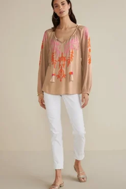 Noura Embroidered Gauze Pullover