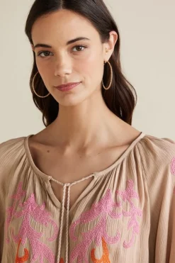 Noura Embroidered Gauze Pullover