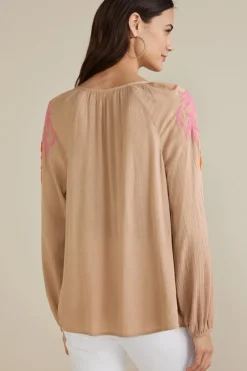 Noura Embroidered Gauze Pullover