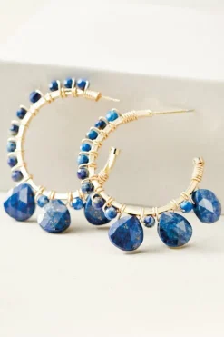 Odeta Lapis Hoop Earrings