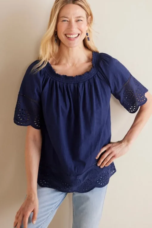 Rahma Eyelet Trimmed Tee