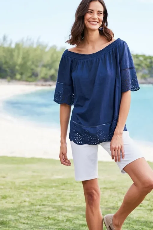 Rahma Eyelet Trimmed Tee