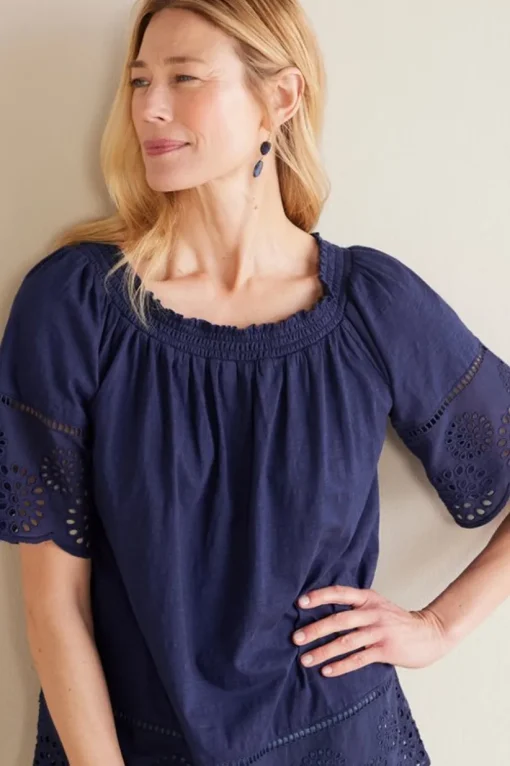 Rahma Eyelet Trimmed Tee