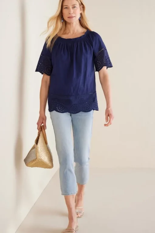 Rahma Eyelet Trimmed Tee