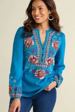 Riva Embroidered Knit Gauze Top