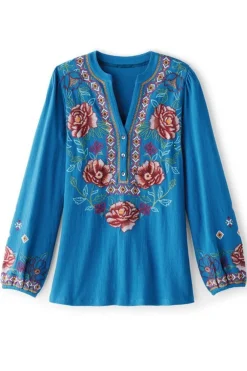 Riva Embroidered Knit Gauze Top