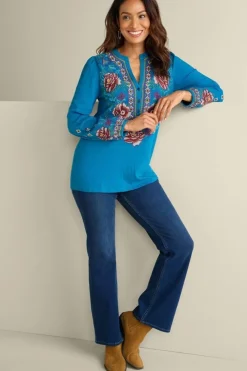 Riva Embroidered Knit Gauze Top