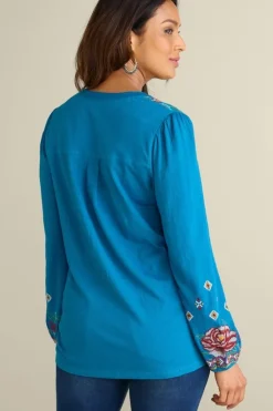 Riva Embroidered Knit Gauze Top