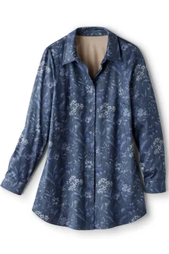 Stretch Faux Suede Boyfriend Tunic Shirt