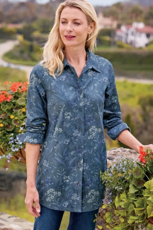 Stretch Faux Suede Boyfriend Tunic Shirt
