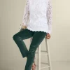 Sutton Velveteen Pull-On Slim Leg Pants