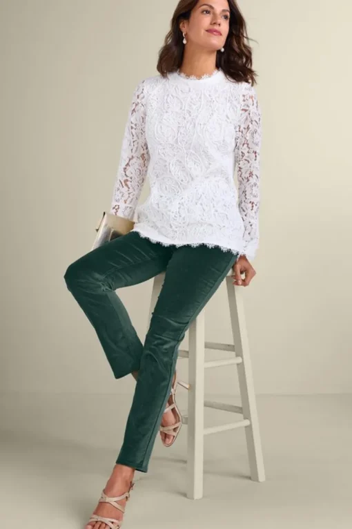 Sutton Velveteen Pull-On Slim Leg Pants