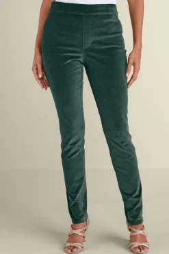 Sutton Velveteen Pull-On Slim Leg Pants