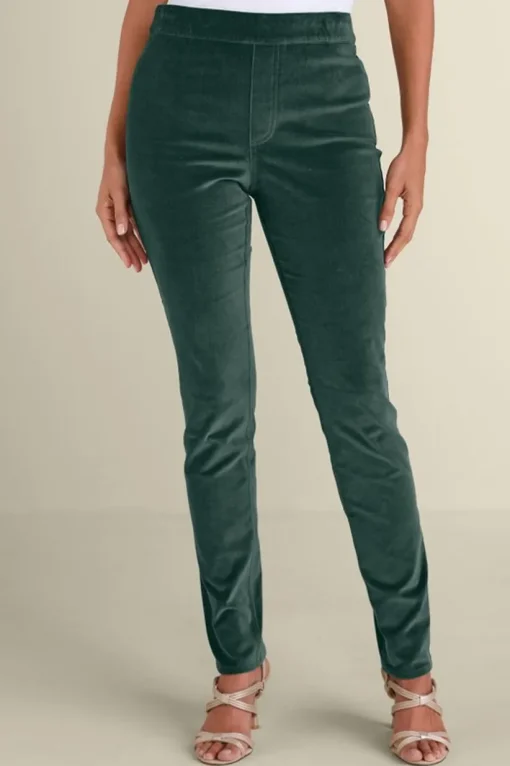 Sutton Velveteen Pull-On Slim Leg Pants