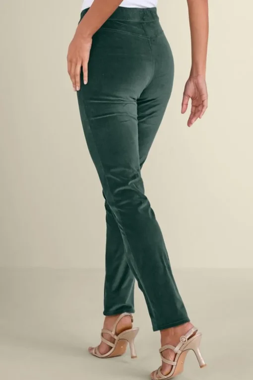 Sutton Velveteen Pull-On Slim Leg Pants
