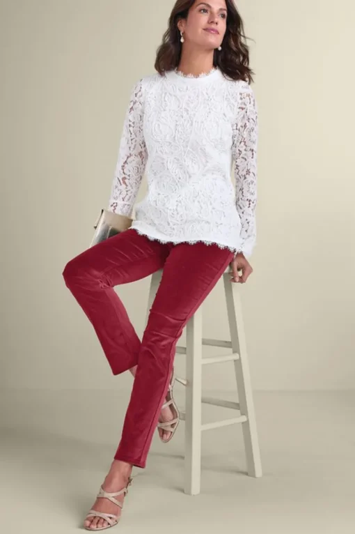 Sutton Velveteen Pull-On Slim Leg Pants