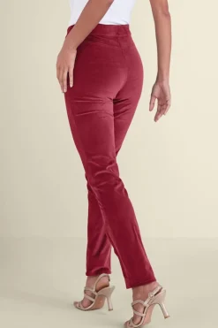 Sutton Velveteen Pull-On Slim Leg Pants