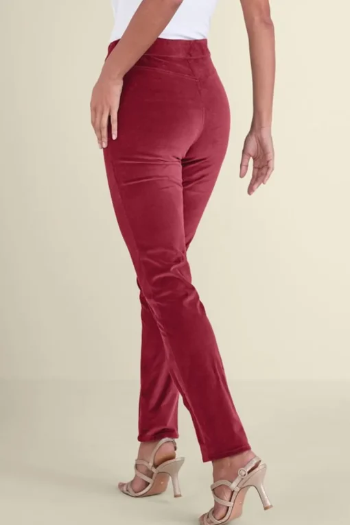 Sutton Velveteen Pull-On Slim Leg Pants