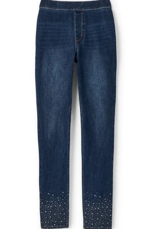 Ultimate Denim Crystal Pull-On Slim Leg Jeans