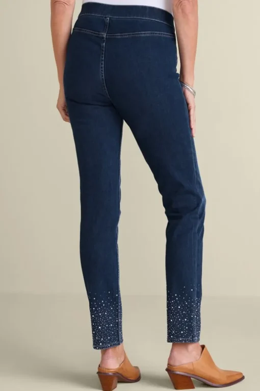 Ultimate Denim Crystal Pull-On Slim Leg Jeans