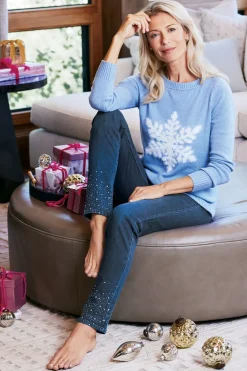Ultimate Denim Crystal Pull-On Slim Leg Jeans