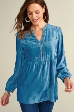 Verna Embellished Velvet Tunic