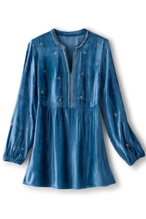 Verna Embellished Velvet Tunic