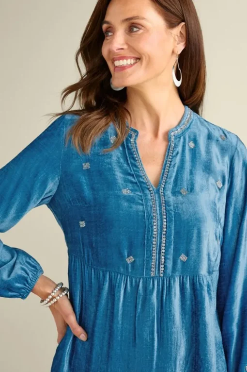 Verna Embellished Velvet Tunic
